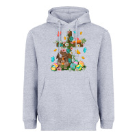 Heather Grey Western Rabbit with Cross Easter Day Heavyweight Hoodie - HowdyJamesFarm