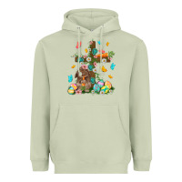 Matcha Western Rabbit with Cross Easter Day Heavyweight Hoodie - HowdyJamesFarm