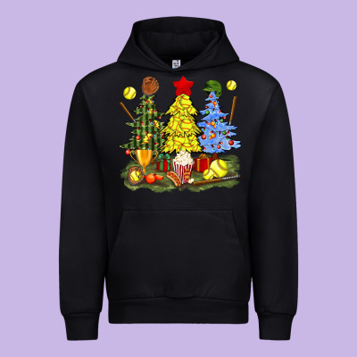 Christmas With Softball Trees Bbs Urban Hoodie Designed By Bundleandbundleshop