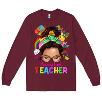 Burgundy preschool teacher Long Sleeve Tee - NancyCooperArtShop