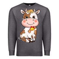 Charcoal Heather Cartoon Cow Premium Sweatshirt - HowdyJamesFarm