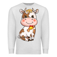 Oatmeal Heather Cartoon Cow Premium Sweatshirt - HowdyJamesFarm