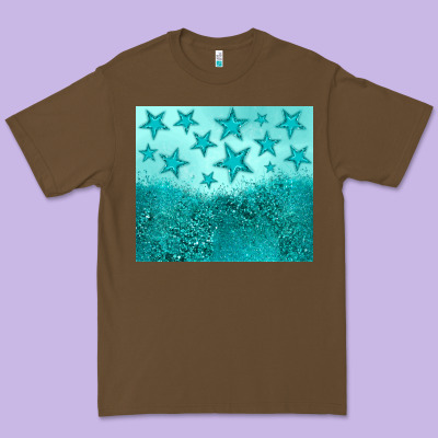Turquoise Glitter Star Premium Tee Designed By Jahusdesignshop