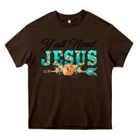 Chocolate Brown y'all need jesus arrow lily flowers Heavy Core Tee - BarkalooDesign