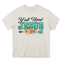 Cream y'all need jesus arrow lily flowers Heavy Core Tee - BarkalooDesign