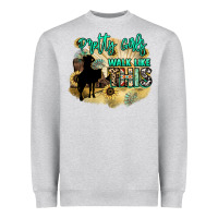 Heather Grey pretty girls walk like this Heavyweight Sweatshirt - NancyCooperArtShop