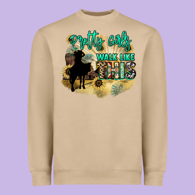 Pretty Girls Walk Like This Heavyweight Sweatshirt Designed By Nancycooperartshop