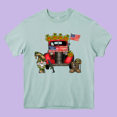 America Soldier Truck Heavy Core Tee Designed By Cowhidedigitalart