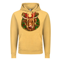 Vintage Mustard christmas highland cow mistletoe Christmas Vintage Hoodie - Jasminsmagicworld