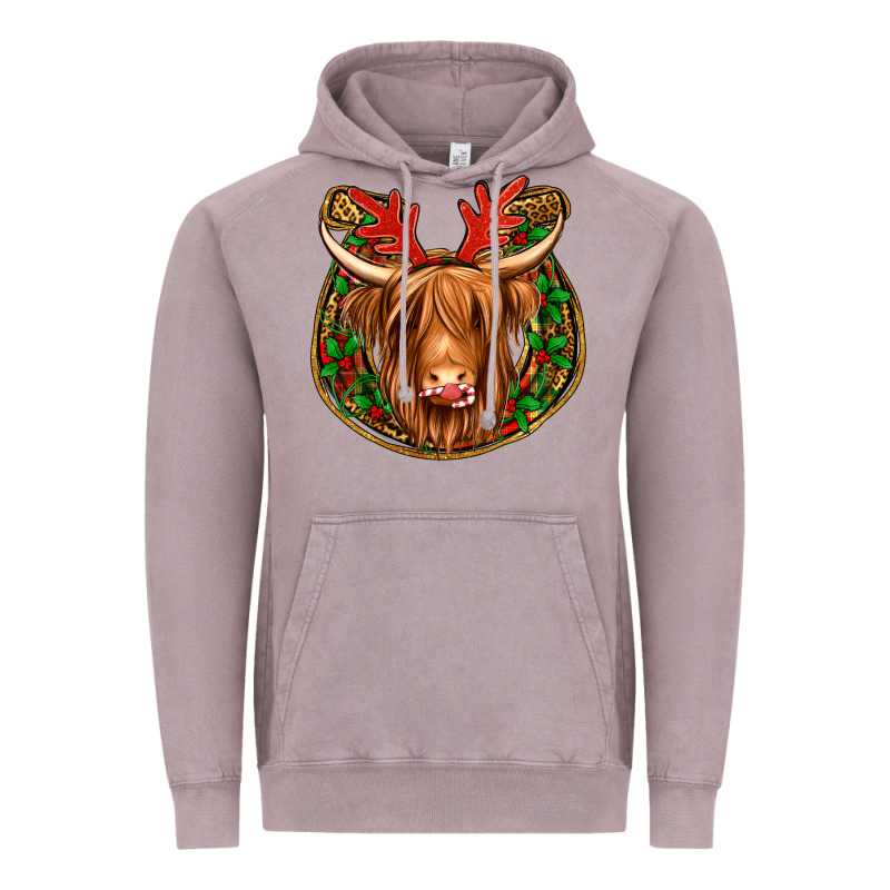 Christmas Highland Cow Mistletoe Christmas Vintage Hoodie by Jasminsmagicworld | Teevron