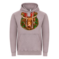 Vintage Zinc christmas highland cow mistletoe Christmas Vintage Hoodie - Jasminsmagicworld