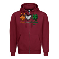 Burgundy peace love st patrick's day Zipper Hoodie - Bettercallsaul