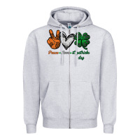 Heather Grey peace love st patrick's day Zipper Hoodie - Bettercallsaul
