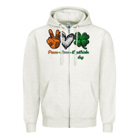 Oatmeal Heather peace love st patrick's day Zipper Hoodie - Bettercallsaul