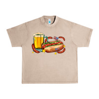 French Oak hot dog and beer with stars and usa flags Urban Heavy Tee - AdoDesignShop