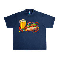 Navy hot dog and beer with stars and usa flags Urban Heavy Tee - AdoDesignShop
