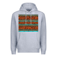 Heather Grey tooled leather and aztec Premium Hoodie - TumblerDesignByShophia