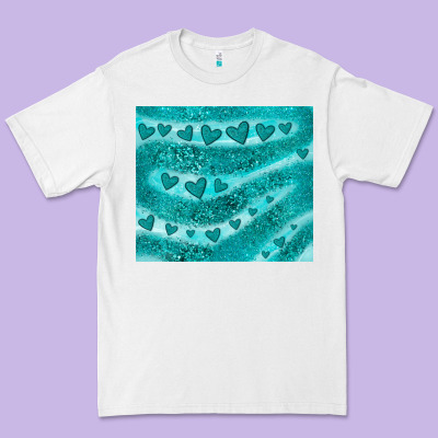 Turquoise Glitter Heart Premium Tee Designed By Jahusdesignshop