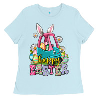Baby Blue Happy Easter toddler car Ladies Tee - OliviaCreatesArt