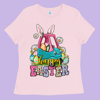 Happy Easter Toddler Car Ladies Tee Designed By Oliviacreatesart