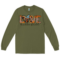 Army Green hello fall love Long Sleeve Tee - JahusDesignShop