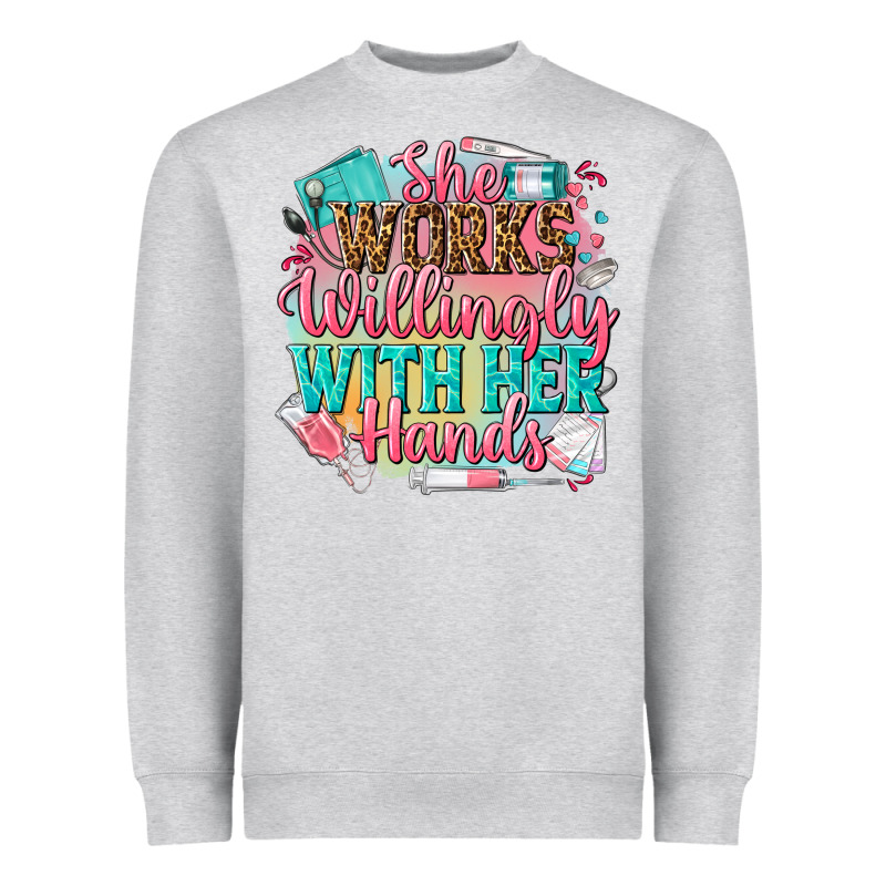 She Works Willingly With Her Hands Heavyweight Sweatshirt by NancyCooperArtShop | Teevron
