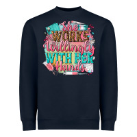 Navy she works willingly with her hands Heavyweight Sweatshirt - NancyCooperArtShop