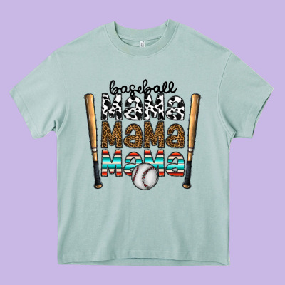 Baseball Mama Mama Mama Heavy Core Tee Designed By Cowhidedigitalart