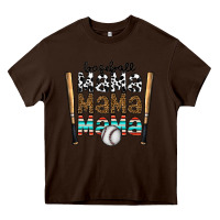 Chocolate Brown baseball mama mama mama Heavy Core Tee - CowhideDigitalArt
