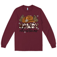 Burgundy howdy christmas Long Sleeve Tee - MaliasSmallBusiness