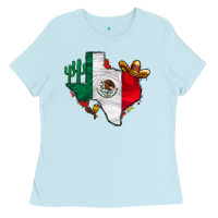 Baby Blue mexica texas Ladies Tee - CowhideDigitalArt