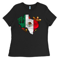 Black mexica texas Ladies Tee - CowhideDigitalArt