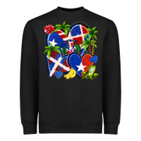 Black puerto rico with dominican republic hearts Heavyweight Sweatshirt - NancyCooperArtShop