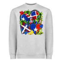 Heather Grey puerto rico with dominican republic hearts Heavyweight Sweatshirt - NancyCooperArtShop