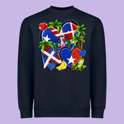Puerto Rico With Dominican Republic Hearts Heavyweight Sweatshirt Designed By Nancycooperartshop