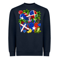 Navy puerto rico with dominican republic hearts Heavyweight Sweatshirt - NancyCooperArtShop