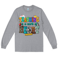 Heather Grey teaching is a work of heart Long Sleeve Tee - NancyCooperArtShop