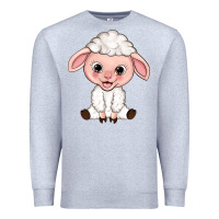 Heather Grey Cartoon Lamb Premium Sweatshirt - HowdyJamesFarm