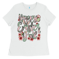 White Easter Day Happy Easter y'all Ladies Tee - OliviaCreatesArt