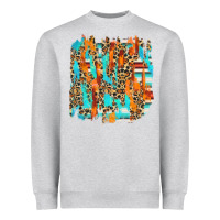 Heather Grey serape with leopard pattern Heavyweight Sweatshirt - NancyCooperArtShop