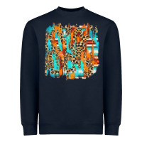 Navy serape with leopard pattern Heavyweight Sweatshirt - NancyCooperArtShop