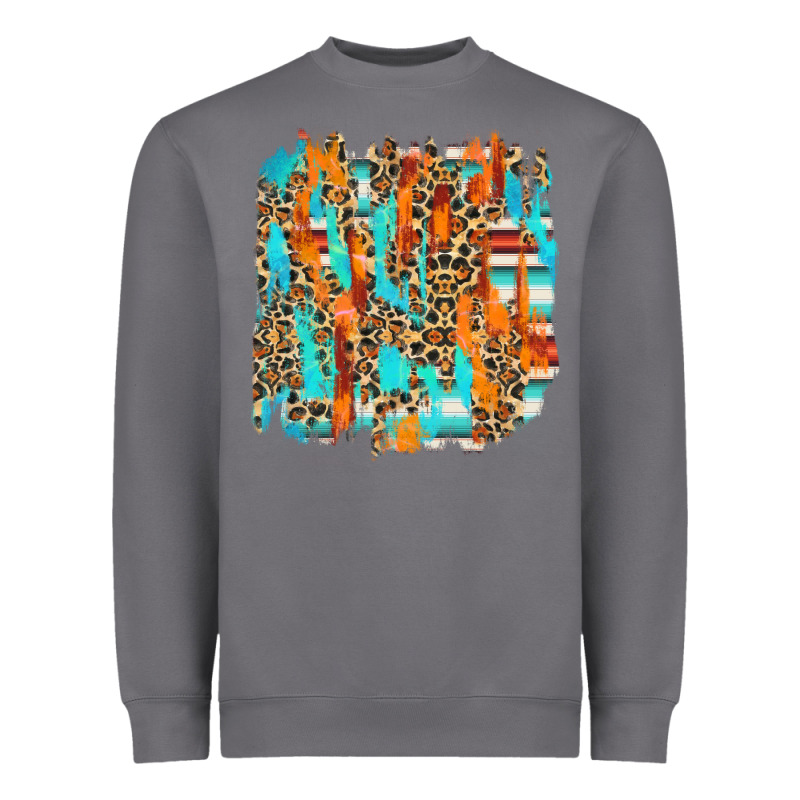 Serape With Leopard Pattern Heavyweight Sweatshirt by NancyCooperArtShop | Teevron