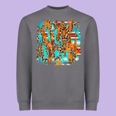 Serape With Leopard Pattern Heavyweight Sweatshirt Designed By Nancycooperartshop