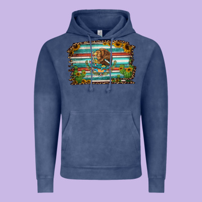 Cactus Turquoise Serape Leopard Mexican Flag Vintage Hoodie Designed By Jasminsmagicworld