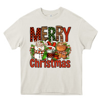 Cream Merry Christmas Coffee Cups Heavy Core Tee - FaDigitalArtStudio