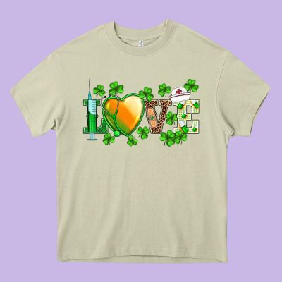 St.patrick's Nurse Love Heart Stethoscope Heavy Core Tee Designed By Barkaloodesign
