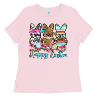Bubblegum Pink Happy Easter western peeps Ladies Tee - OliviaCreatesArt