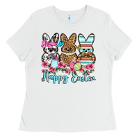 White Happy Easter western peeps Ladies Tee - OliviaCreatesArt