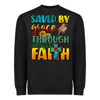 Black saved by grace through faith Heavyweight Sweatshirt - NancyCooperArtShop