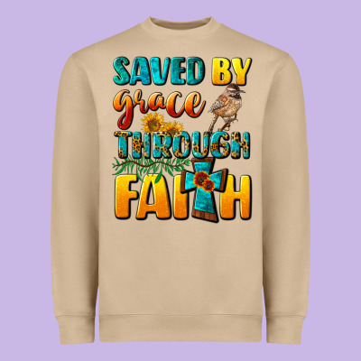 Saved By Grace Through Faith Heavyweight Sweatshirt Designed By Nancycooperartshop